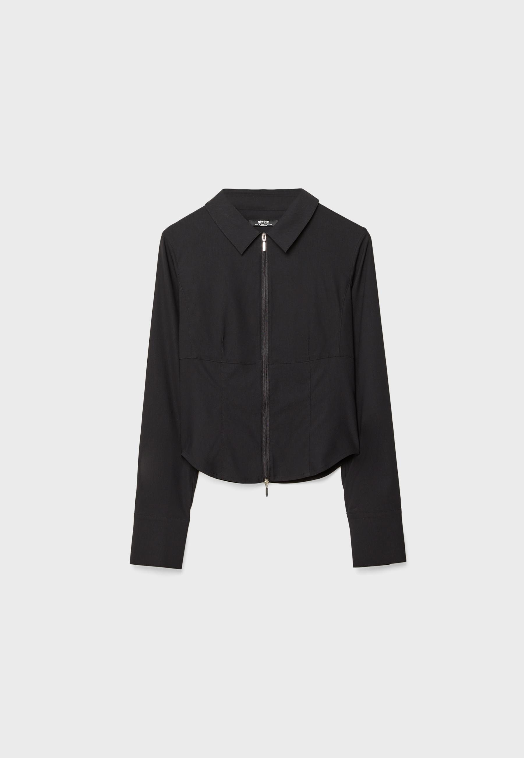 Fitted shirt with zip — Black