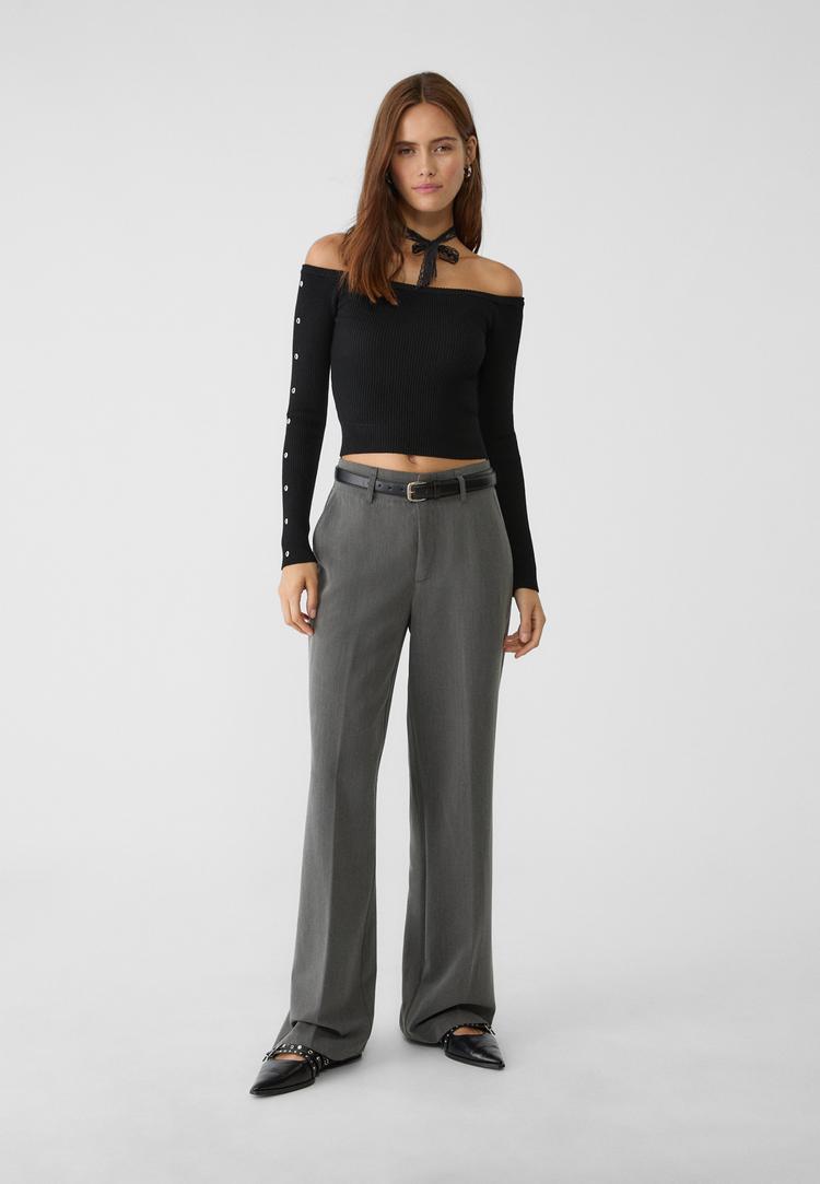 pantalon fluido recto vestir cinturon