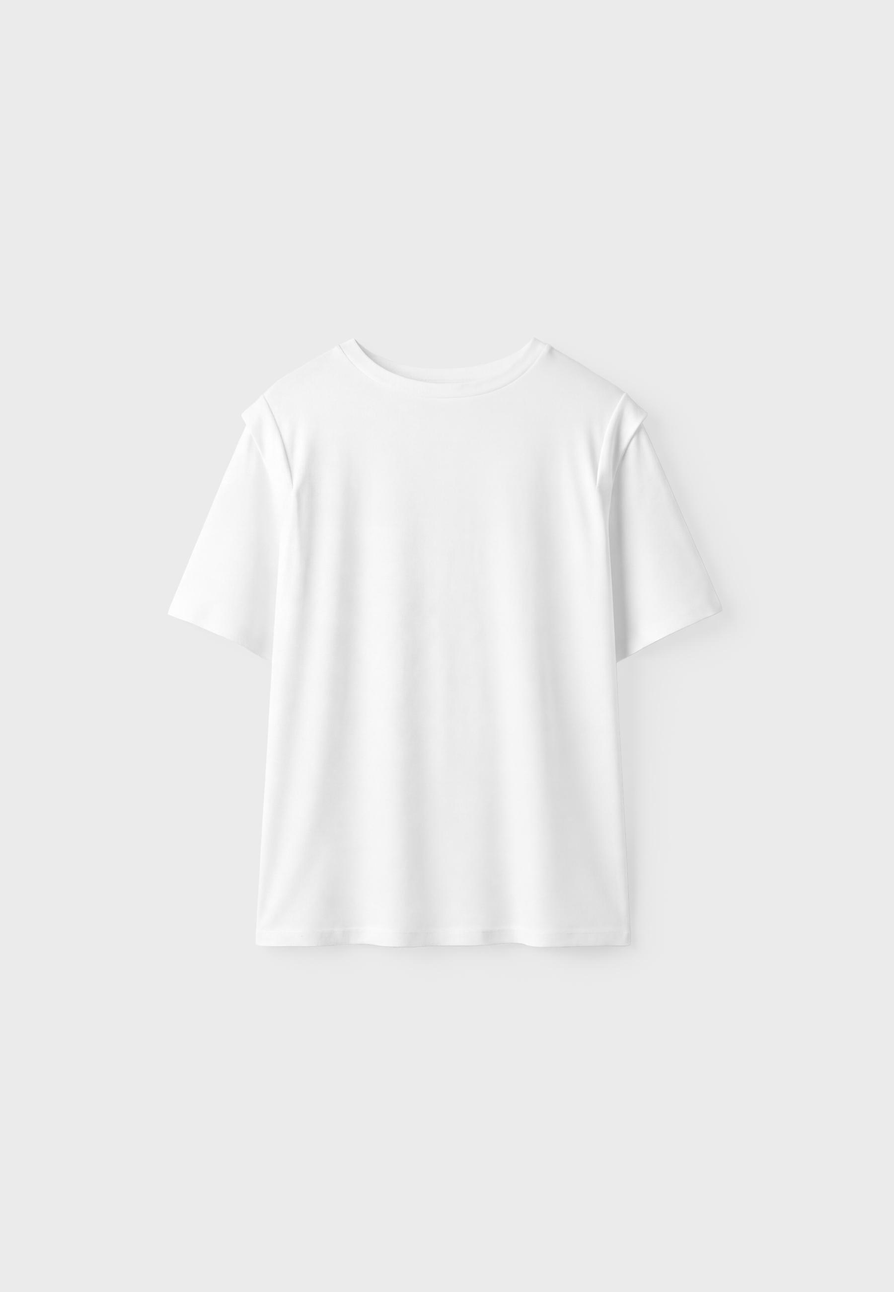 Padded shoulder T-shirt — Ecru