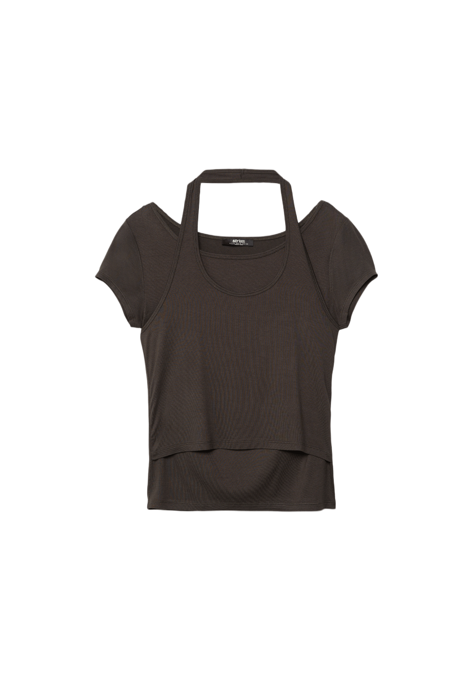 Double-layer short sleeve T-shirt — Brown