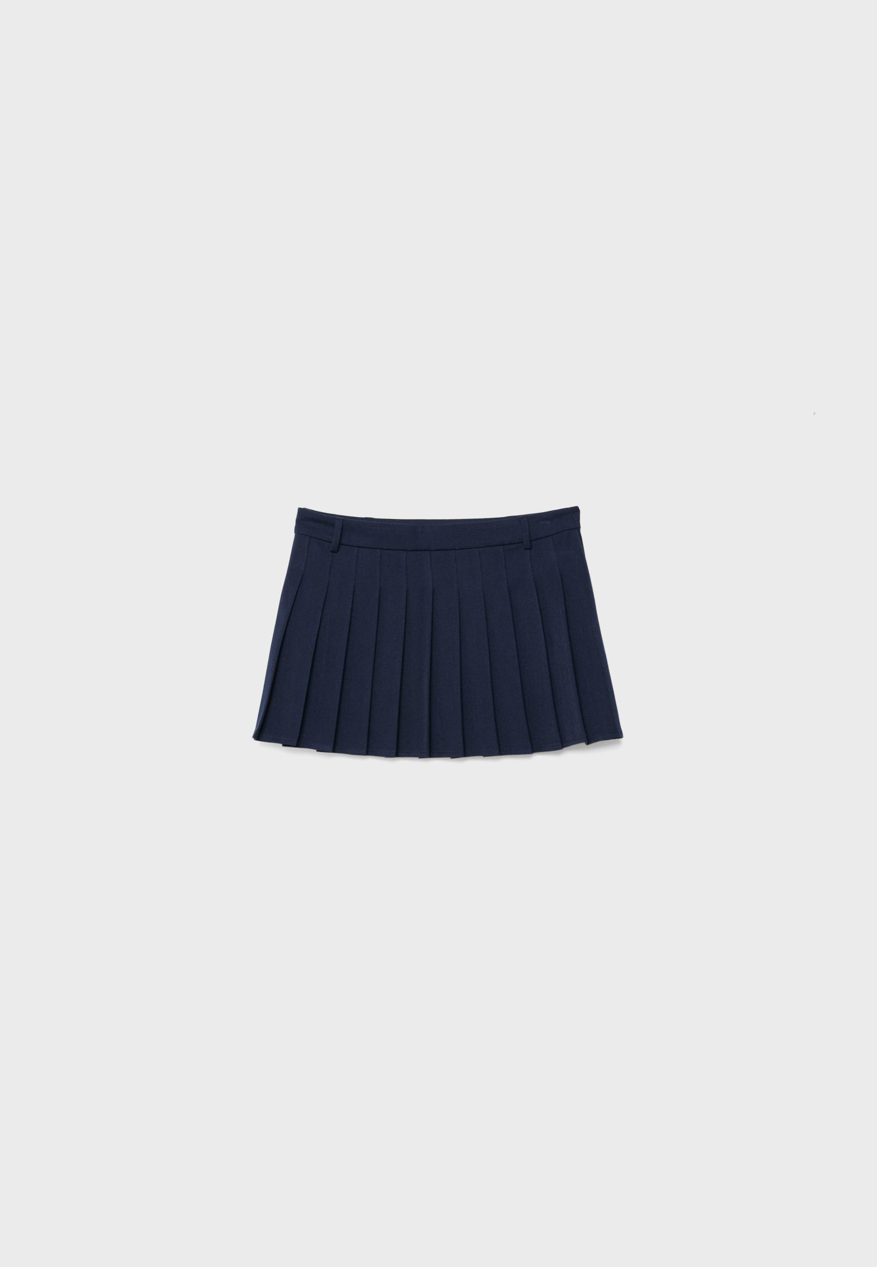 Box pleat mini skirt — Navy blue