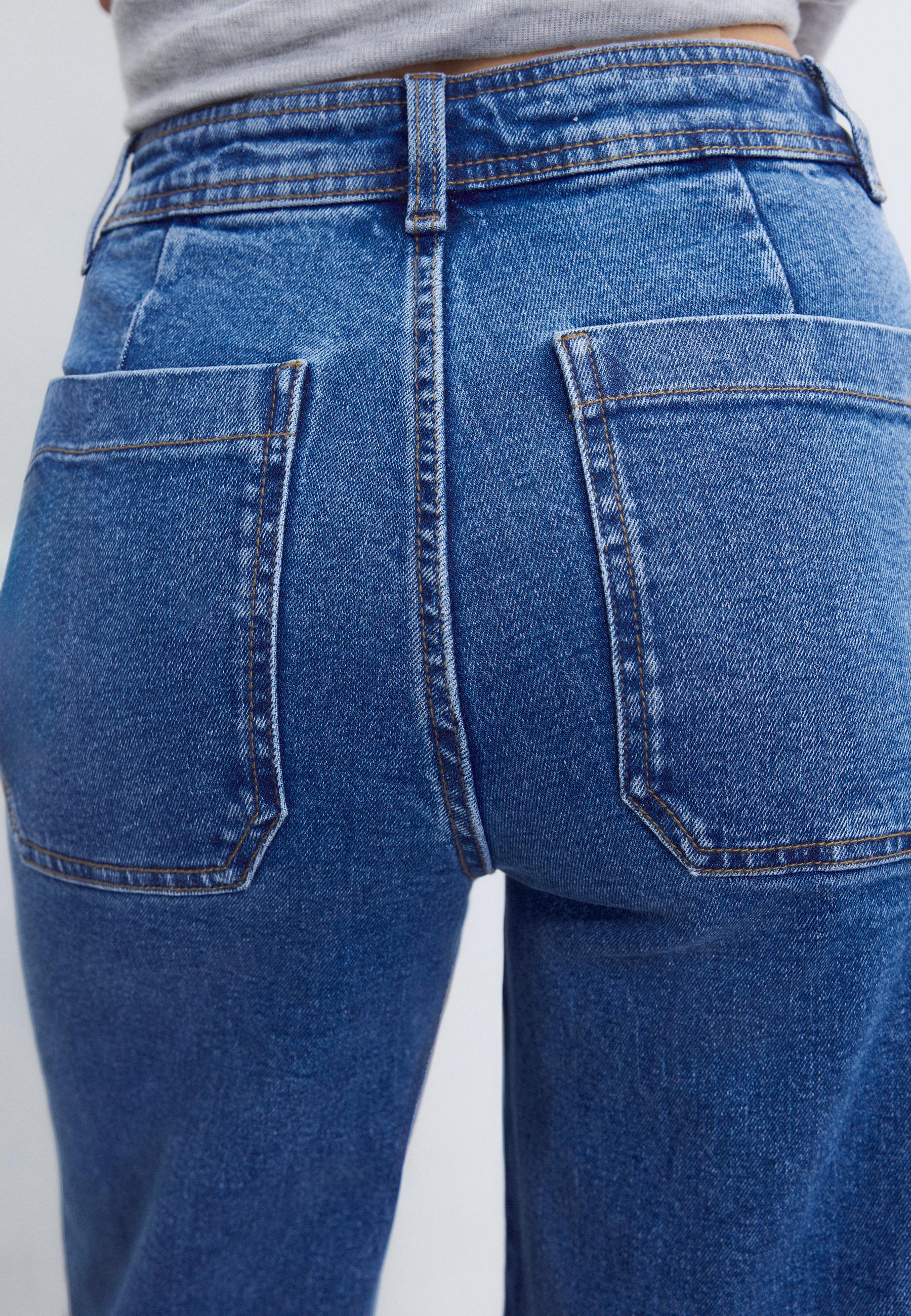Straight-leg jeans with pockets — MEDIUM BLUE DENIM