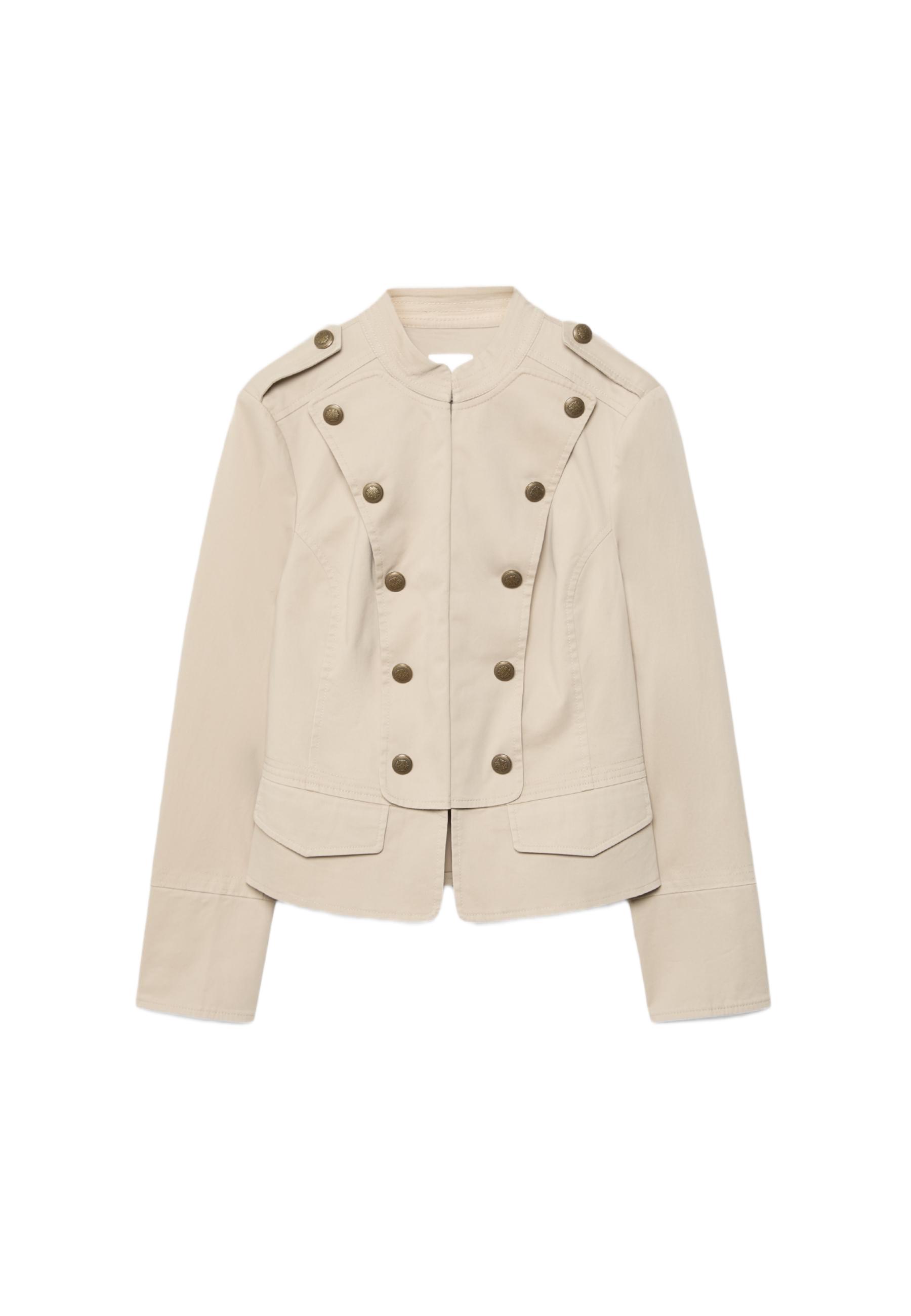 Stand collar buttoned blazer — Beige