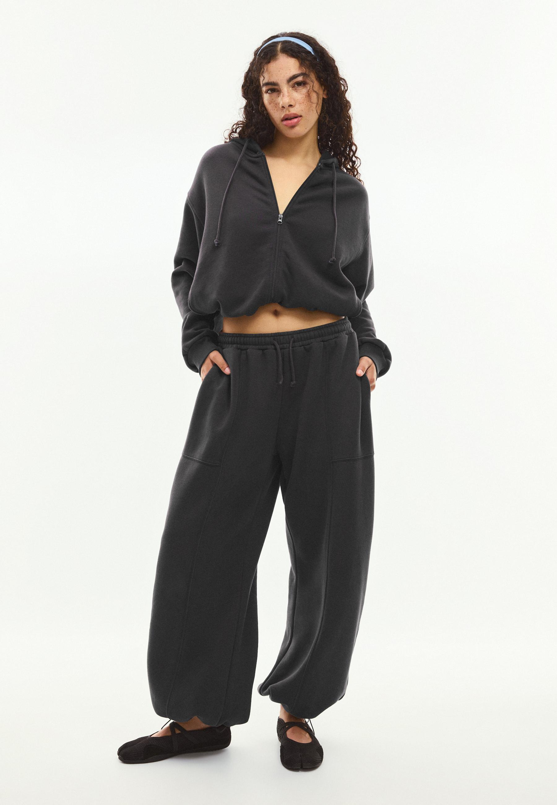 Plush barrel jogger trousers with stoppers — Dark grey