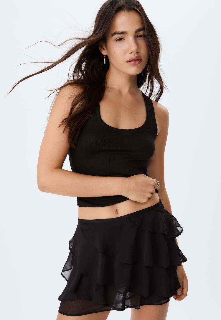 falda pantalon mini volantes