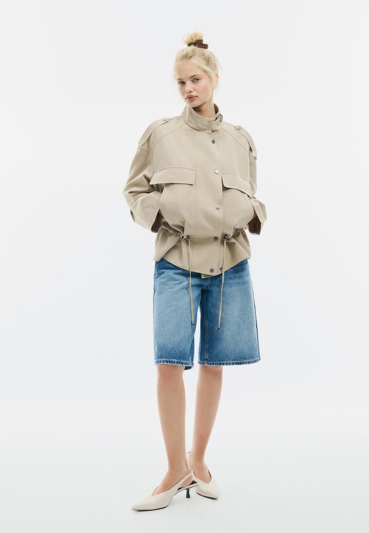 blouson fluide court poches avant