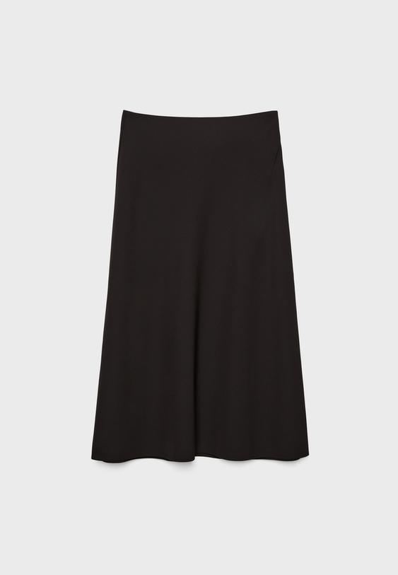 Katlı midi dökümlü etek - Görsel 7