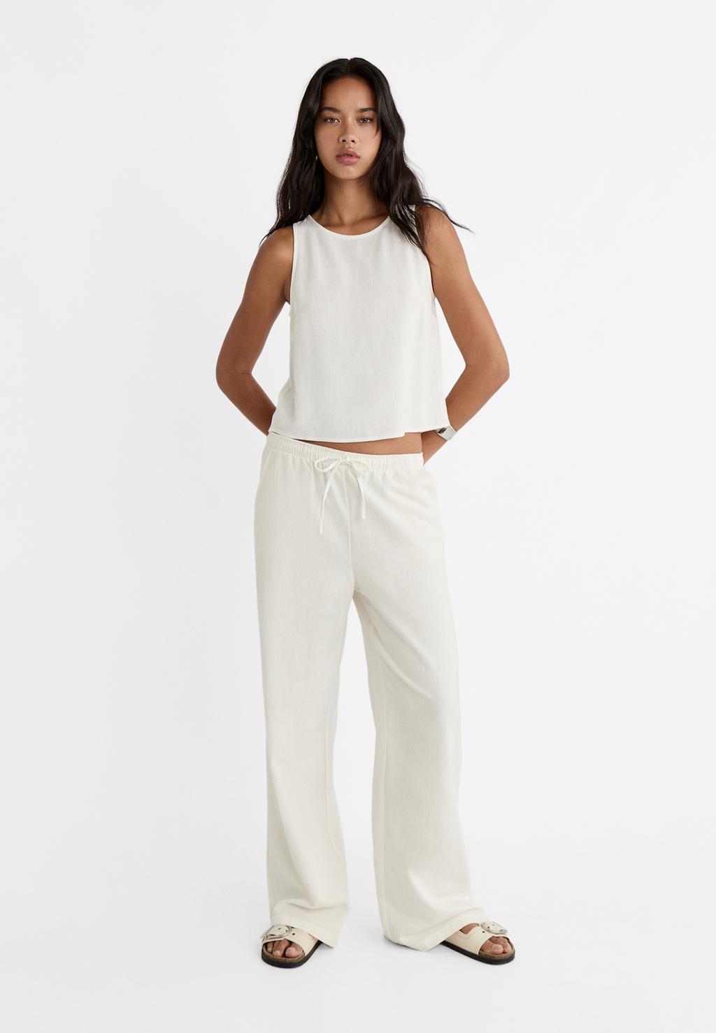 Flowing linen blend trousers