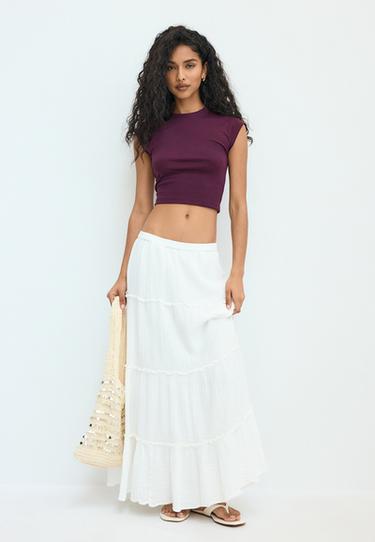 Cropped cap sleeve T-shirt — Purple 2
