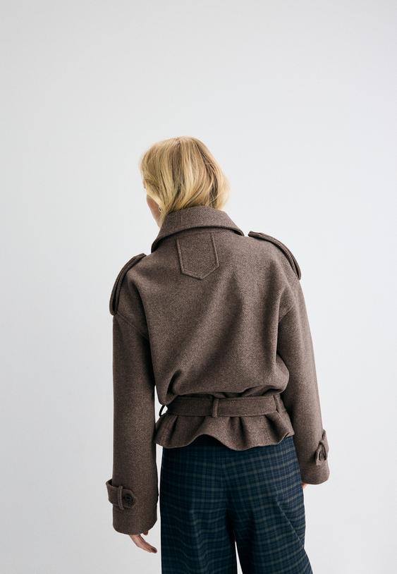 yumusak dokulu oversize trenckot