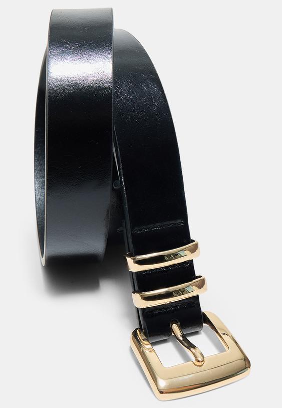 Stradivarius Square Buckle Belt Black 26