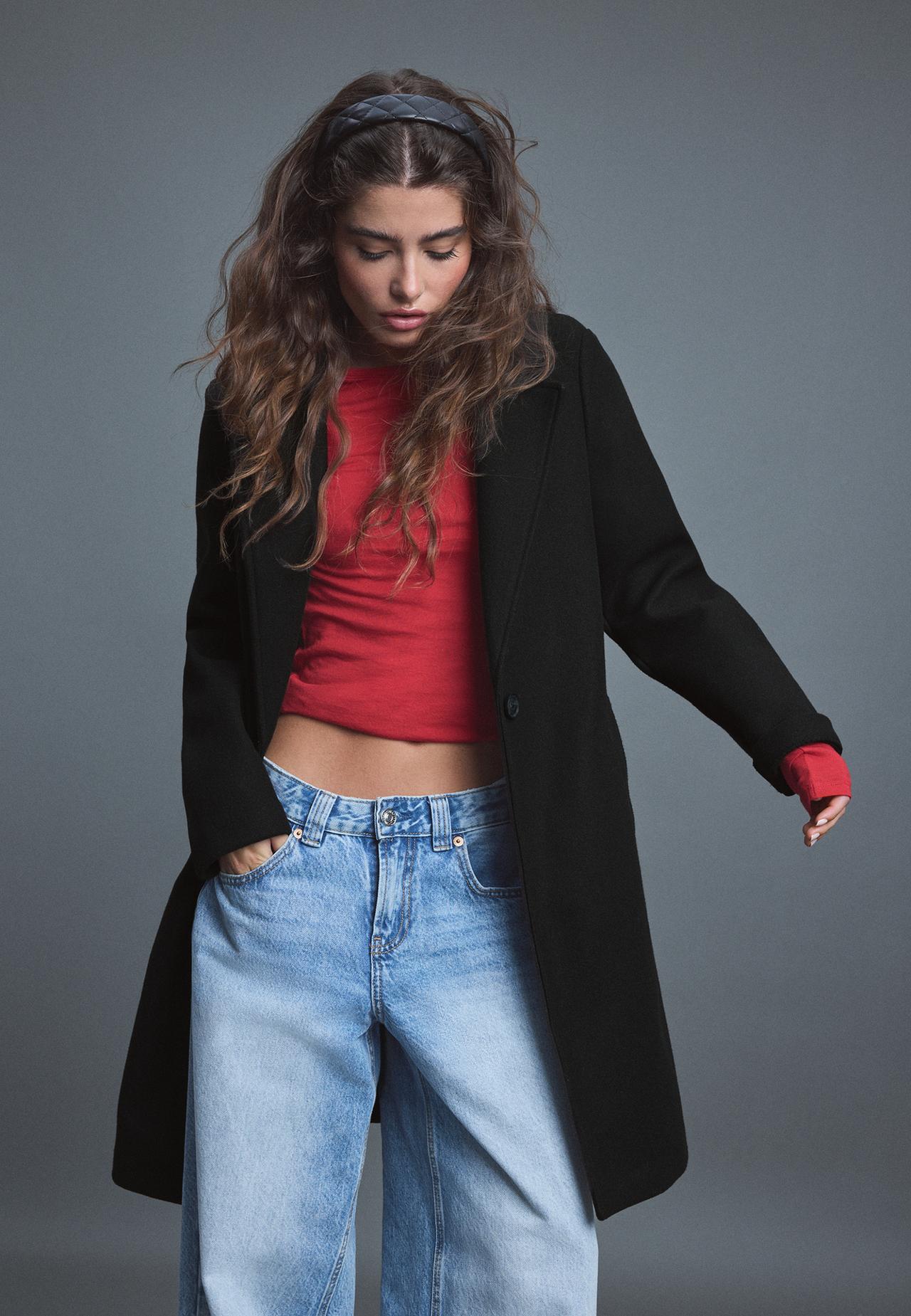 Midi button coat — Black