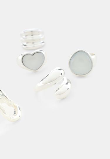 Set of 5 heart rings — Grey 4