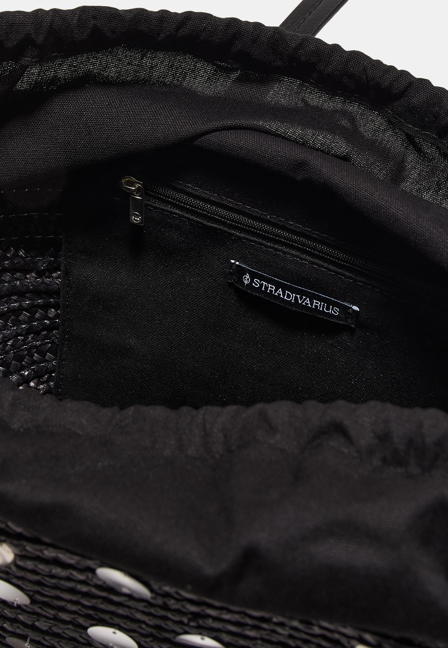 Sequinned basket shoulder bag — Black