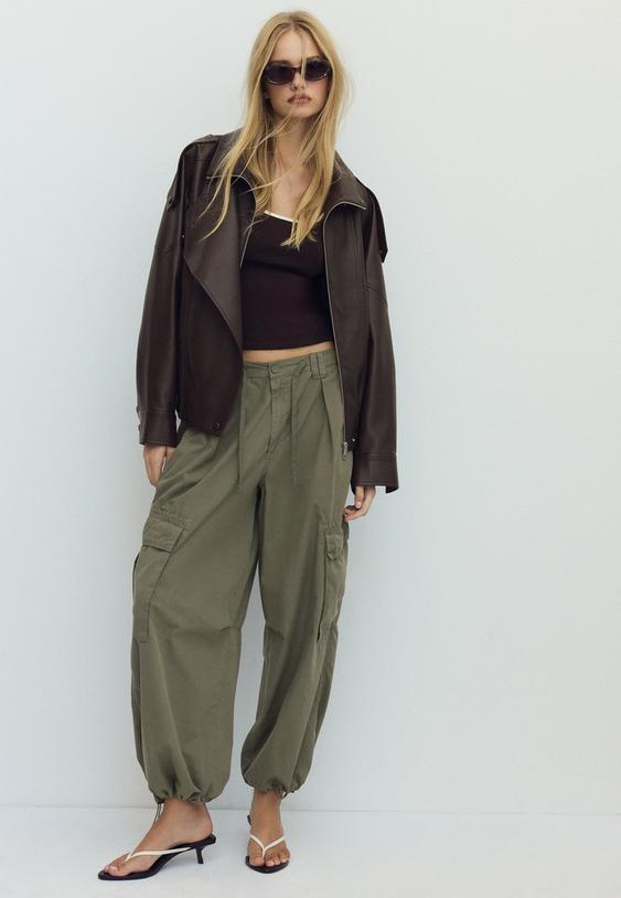 cazadora biker oversize efecto piel