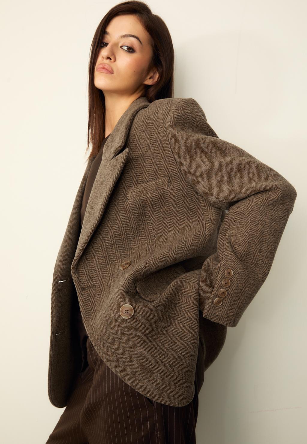 Σταυρωτό σακάκι ψαροκόκαλο oversize