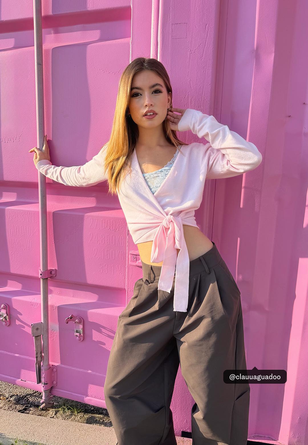 Wrap cardigan — Pastel pink