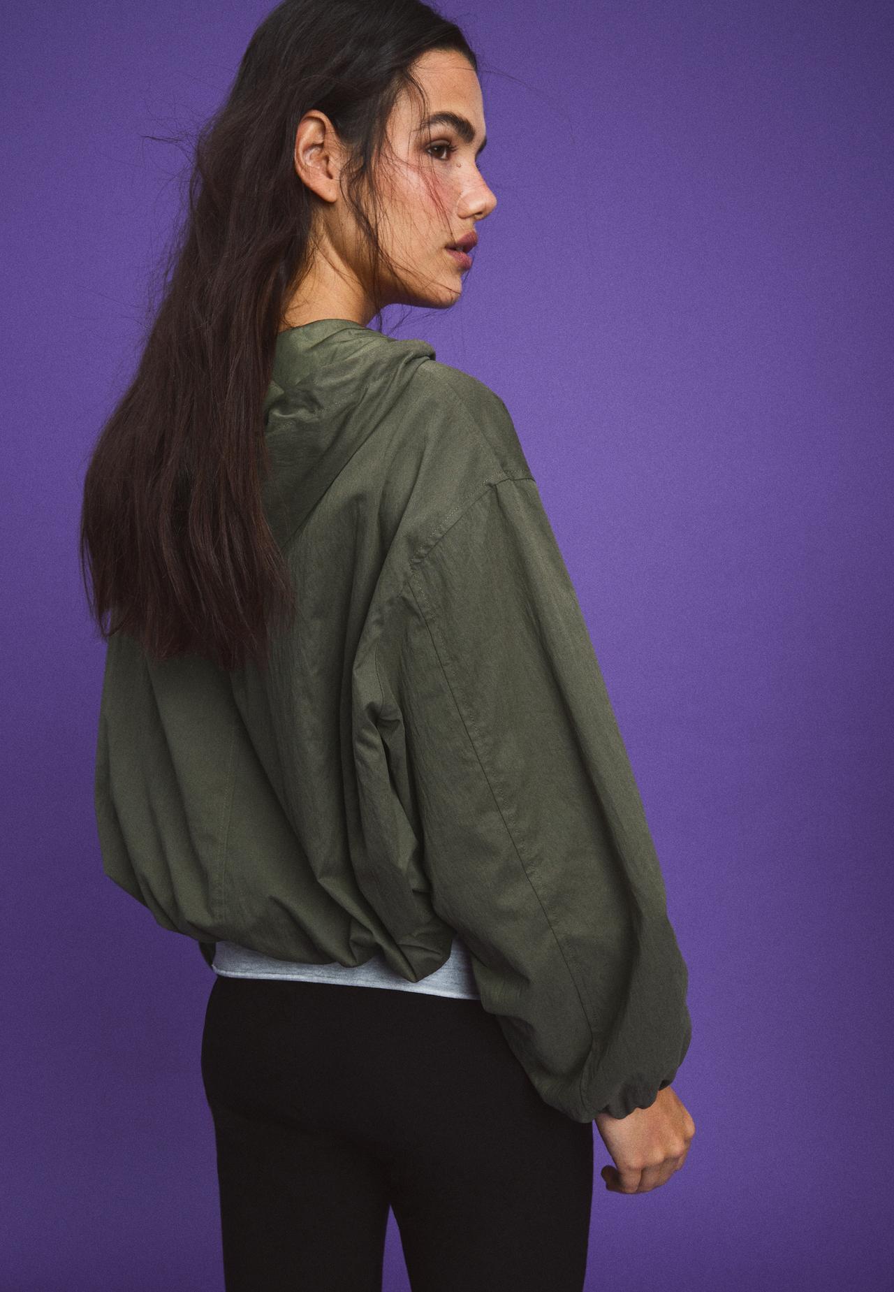 Basic nylon hood jacket — Khaki