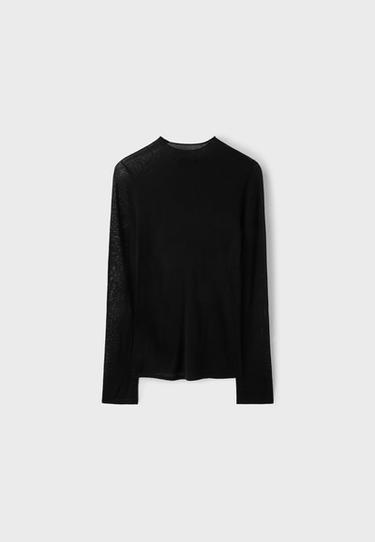 Basic wool silk mock neck jumper — Black 9