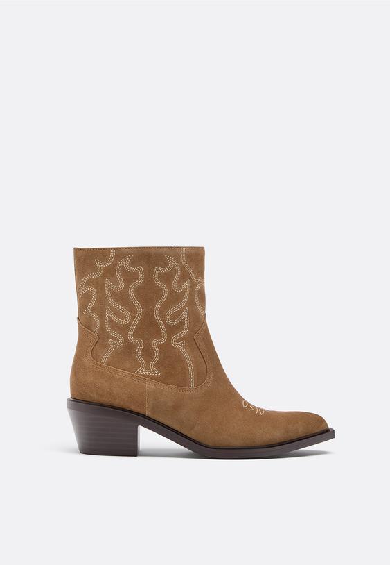 botines tacon cow piel