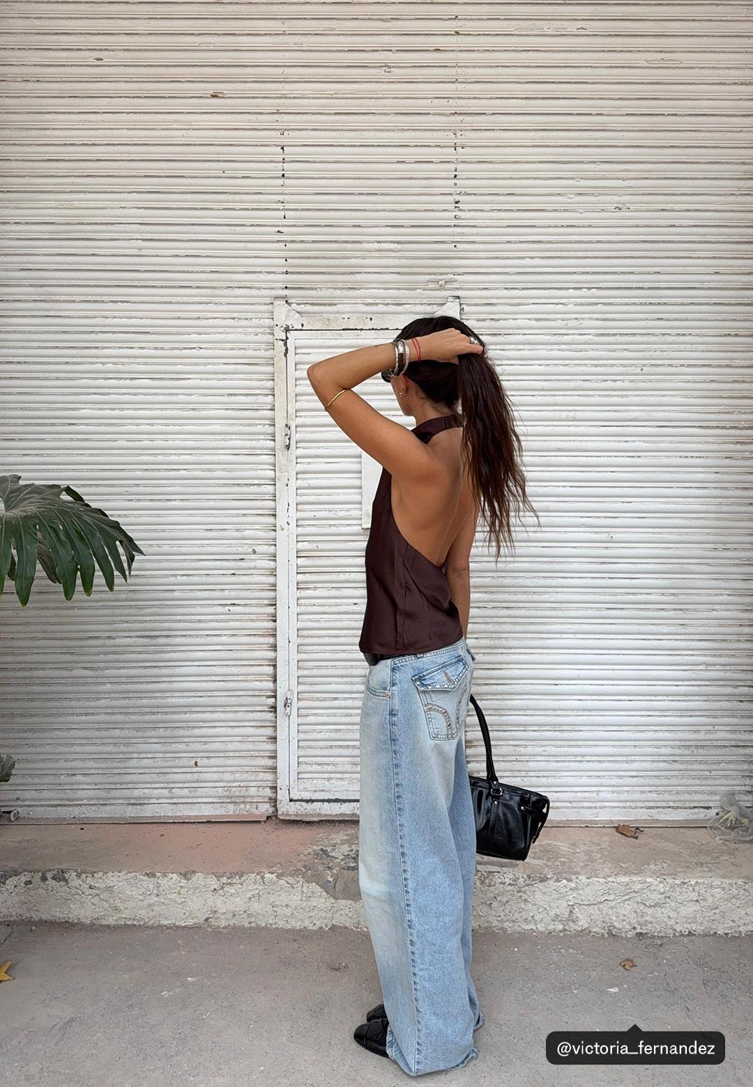 Stradivarius Saten halter top