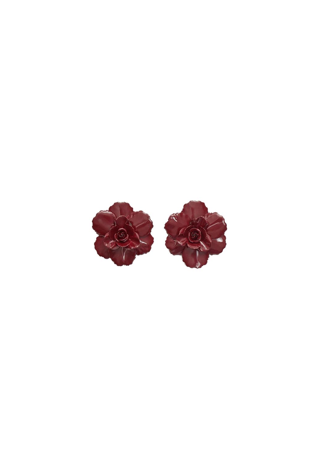 Boucles d’oreilles fleur métallique contrastée