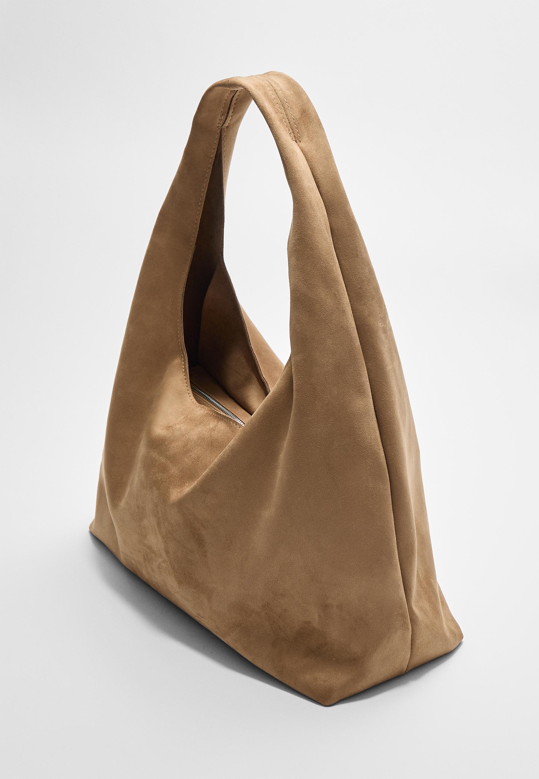Faux suede shoulder bag — Beige