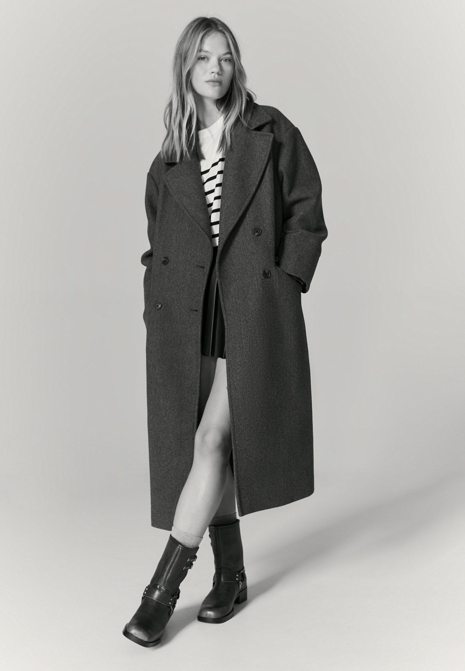 Oversize soft-touch coat — Dark grey