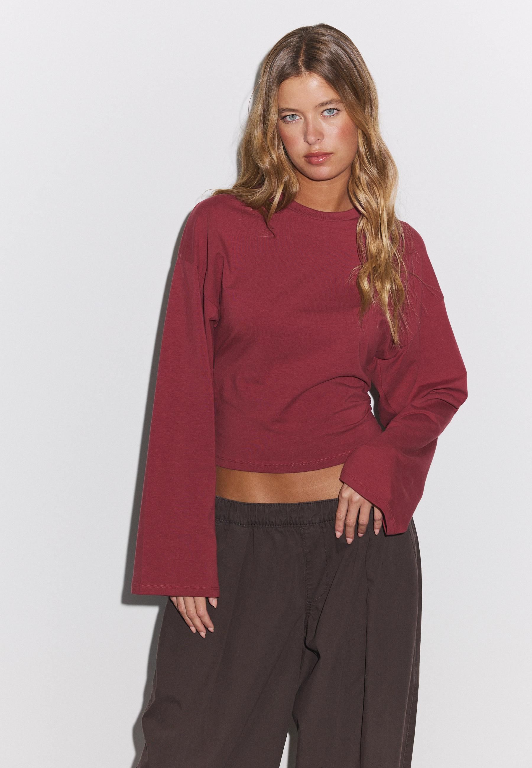 Kimono sleeve T-shirt — Dark red