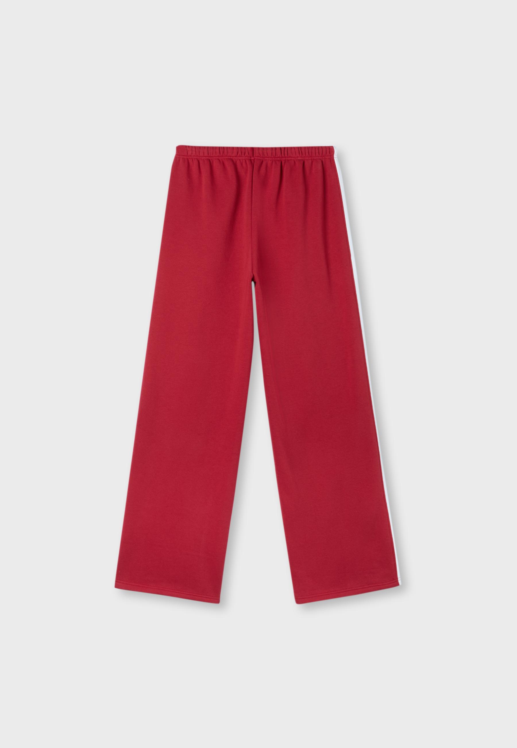 Straight-leg side-stripe joggers — Red