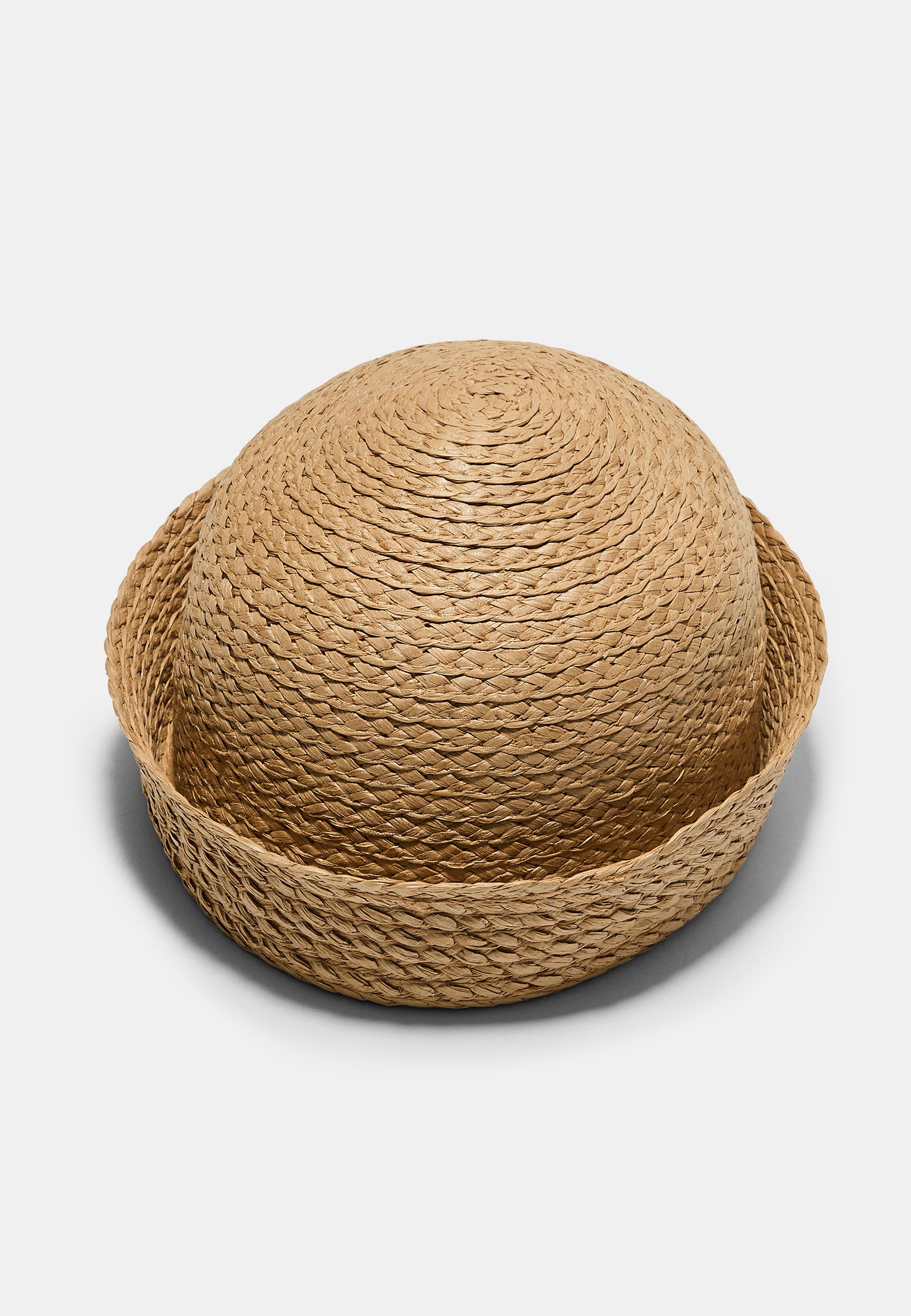 Braided raffia hat — Beige