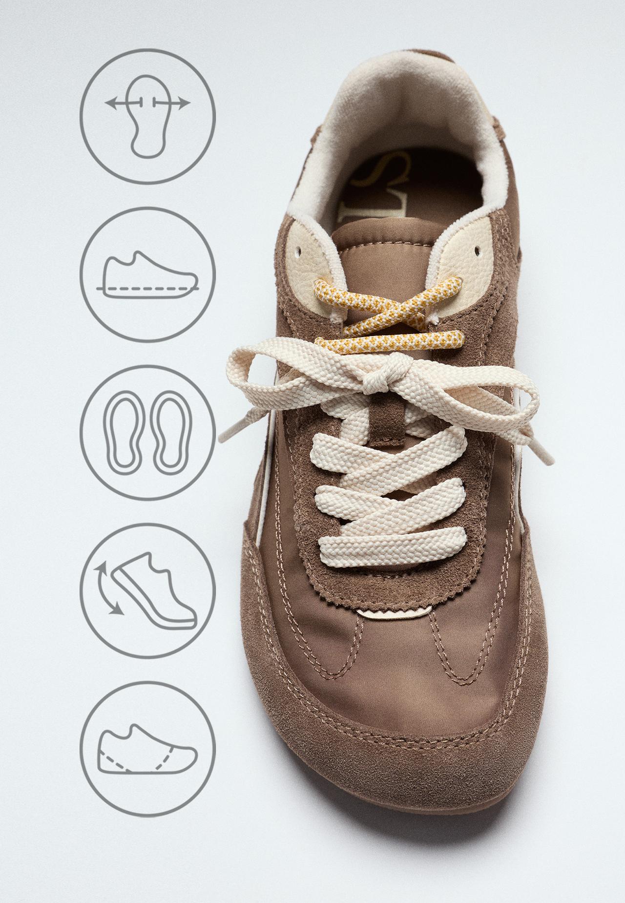 S009 Barefoot trainers with leather details — BROWN