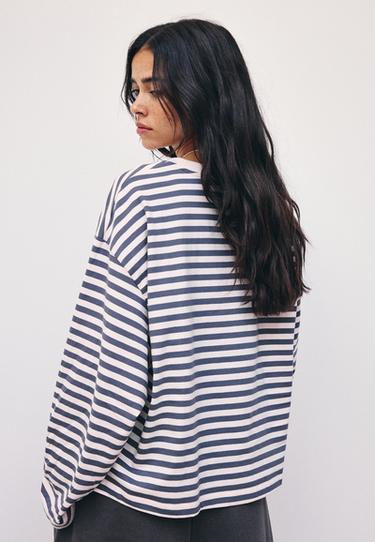 Striped long sleeve print T-shirt — Dark grey 5