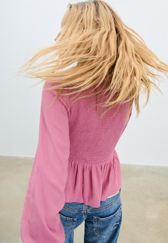 soepelvallende blouse met lange mouw