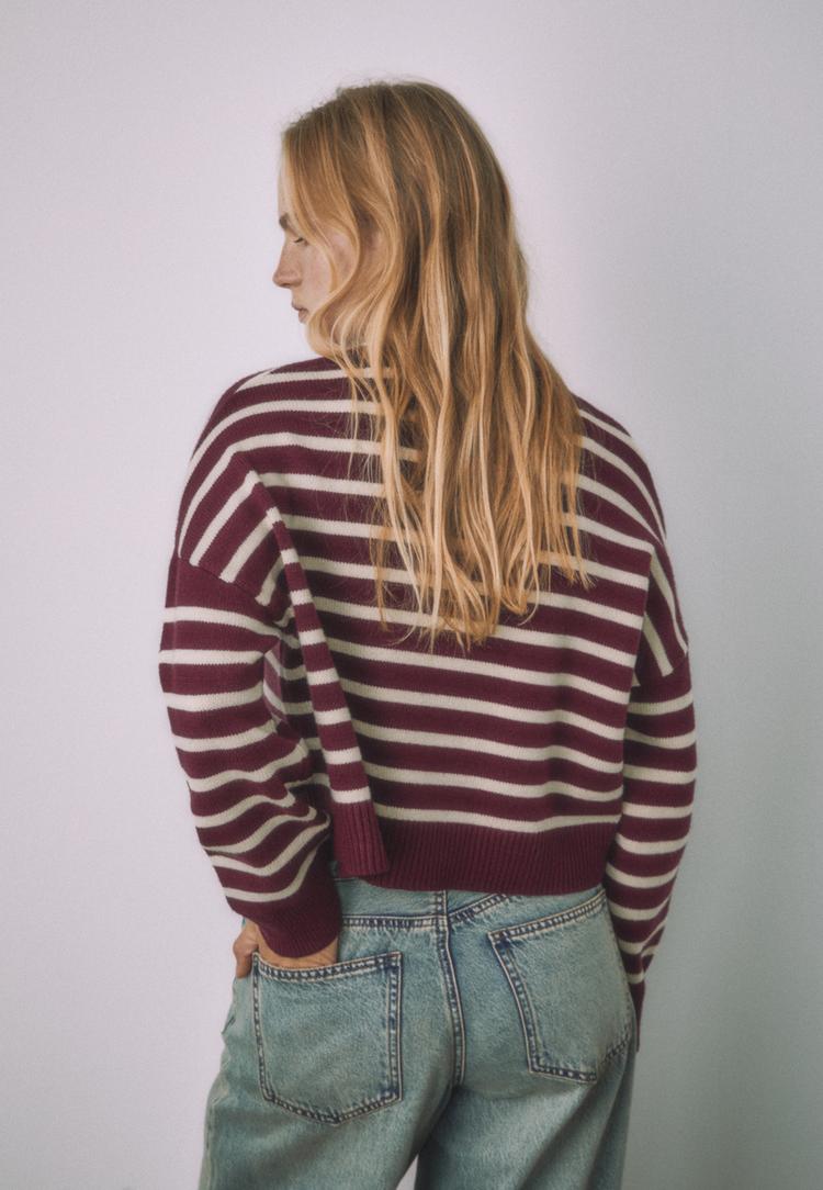 jersey punto crop rayas