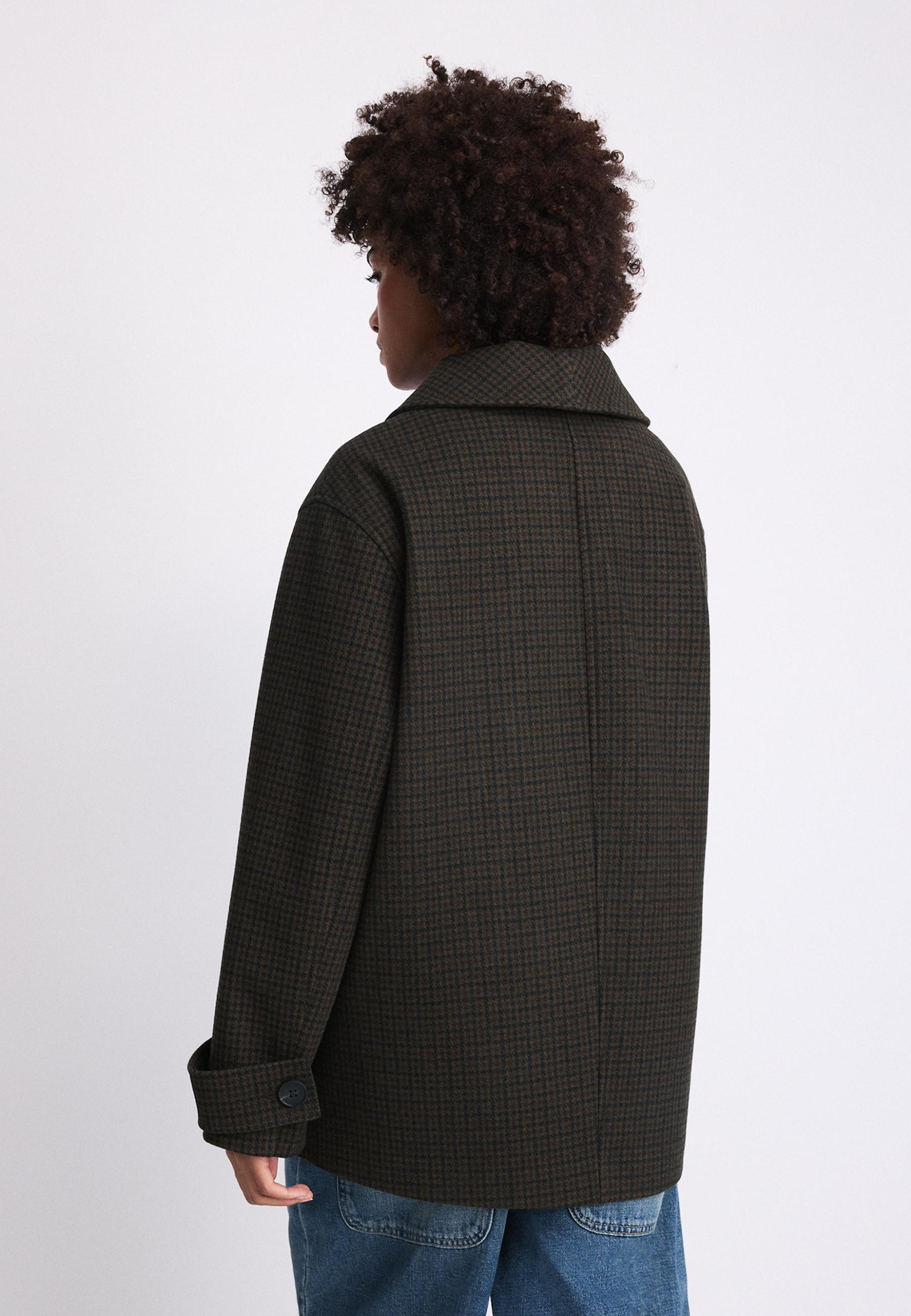 Shawl neck felt coat — Khaki