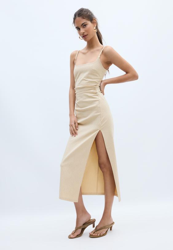 Kare yaka bengalin midi elbise - Görsel 3