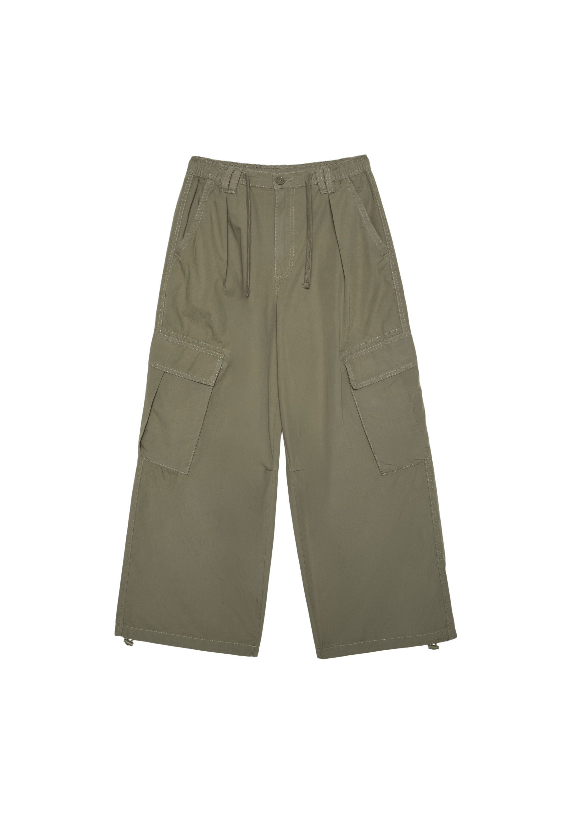 Poplin trousers with stoppers — Khaki