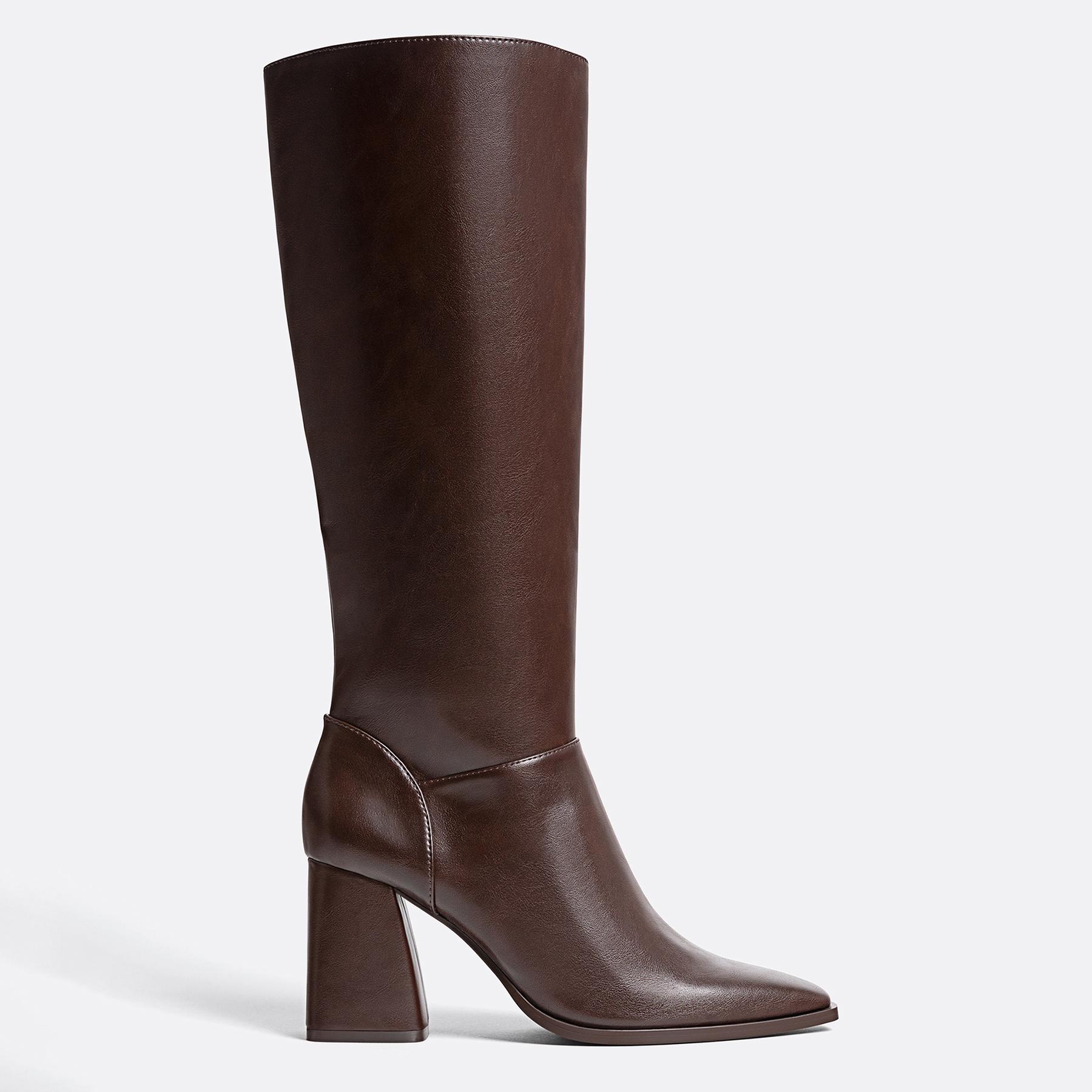 High-heeled boots — BROWN