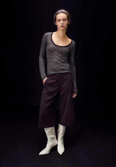 Basic wool and silk round neck jumper — Brown 2