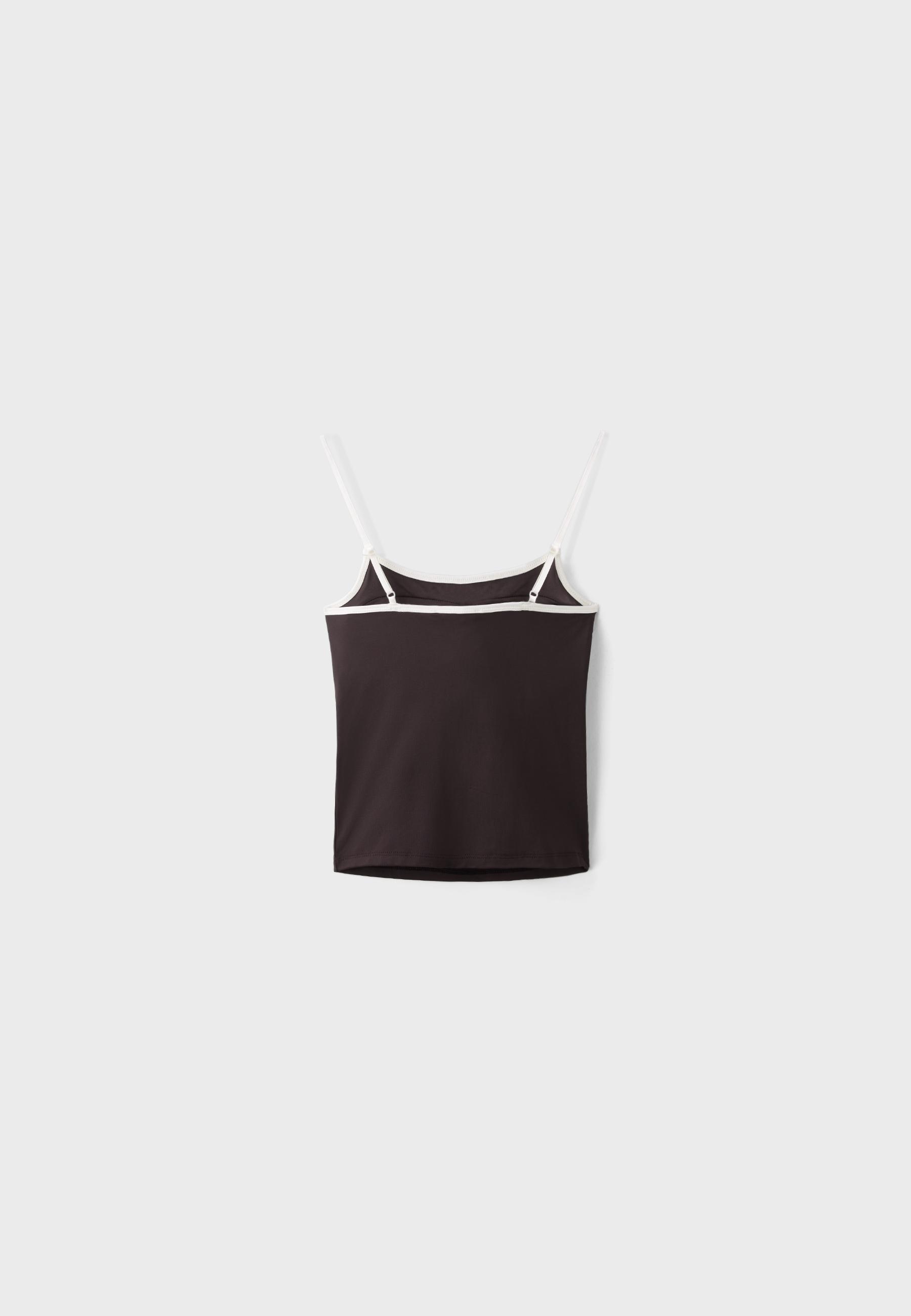 Polyamide strappy top with cups — Brown
