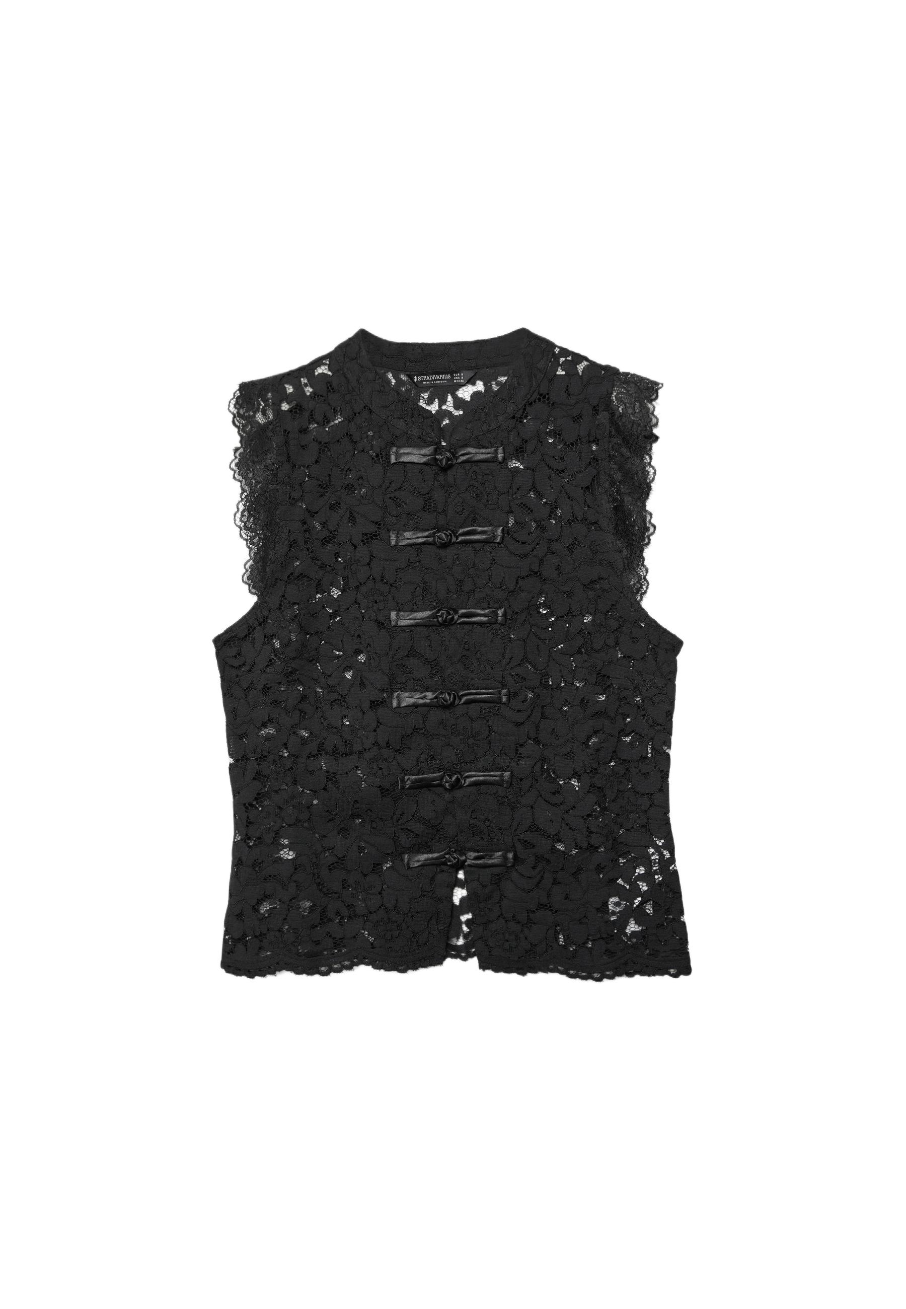 Lace toggle top — Black