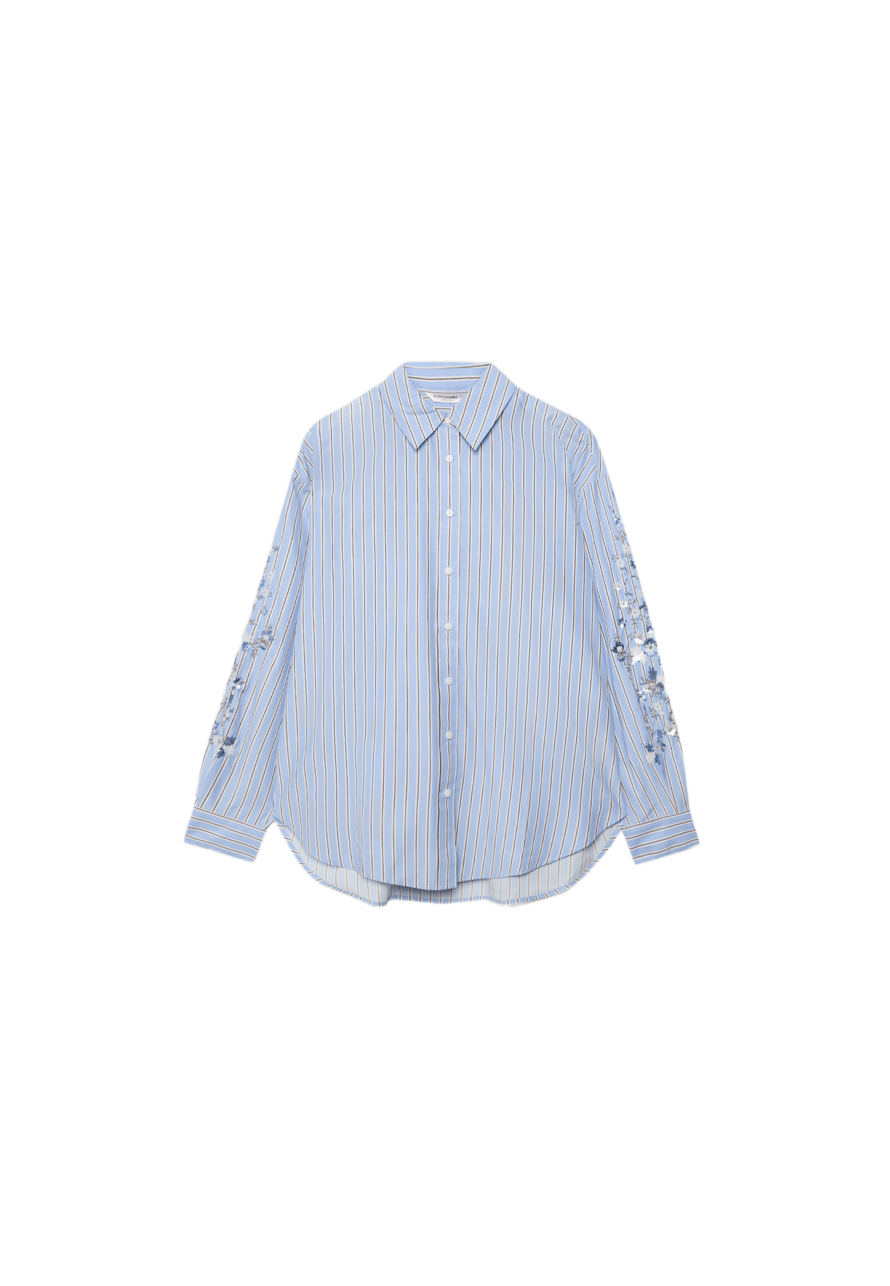 Embroidered sleeve shirt — Sky blue