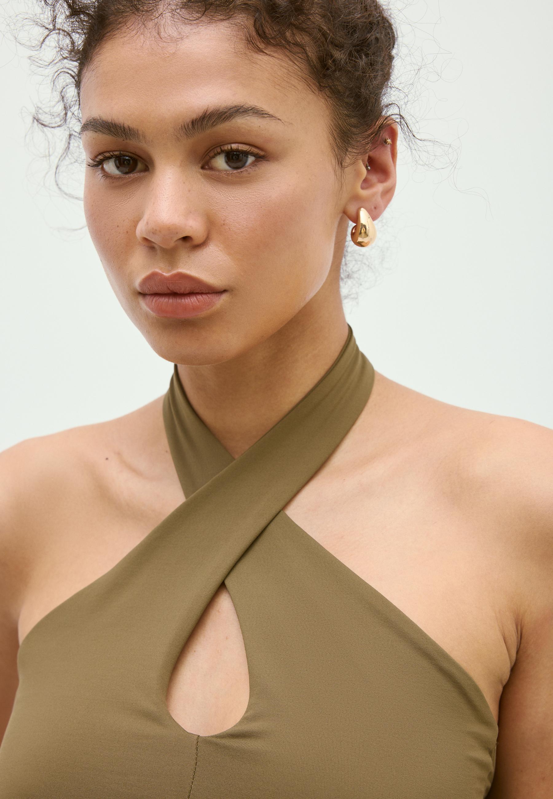 Halter cross-over top — Khaki