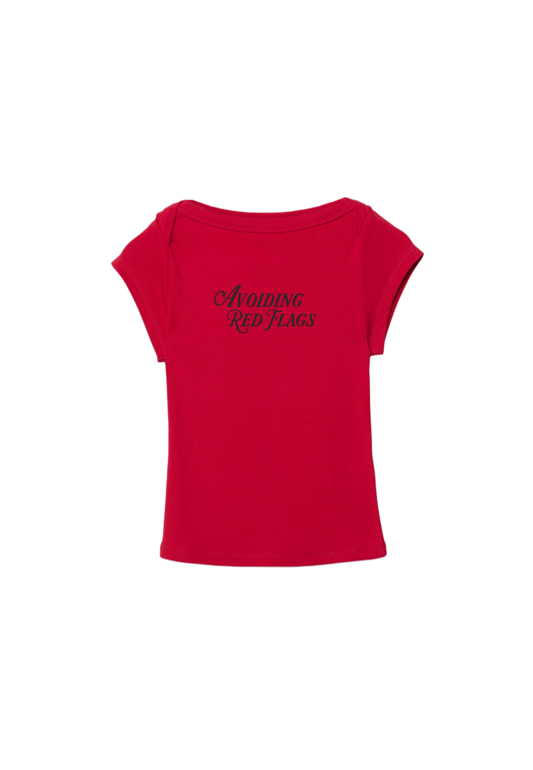 Boat neck slogan T-shirt — Red