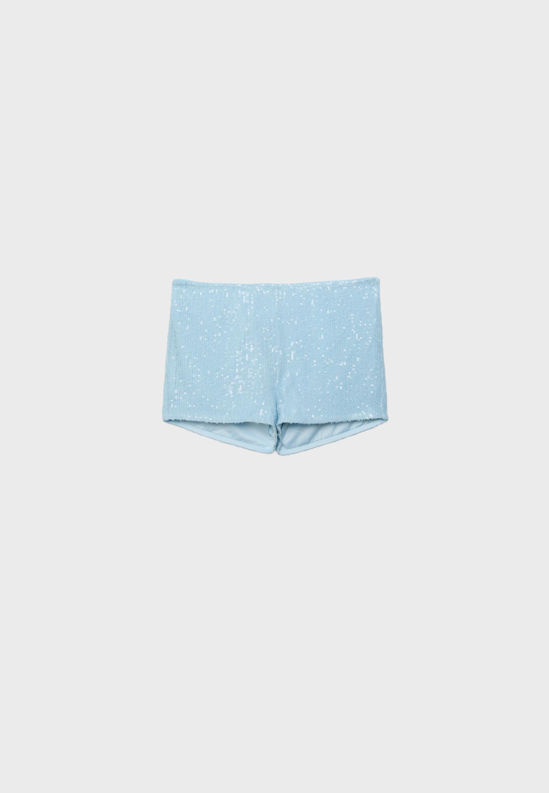 Sequin mini shorts — Sky blue