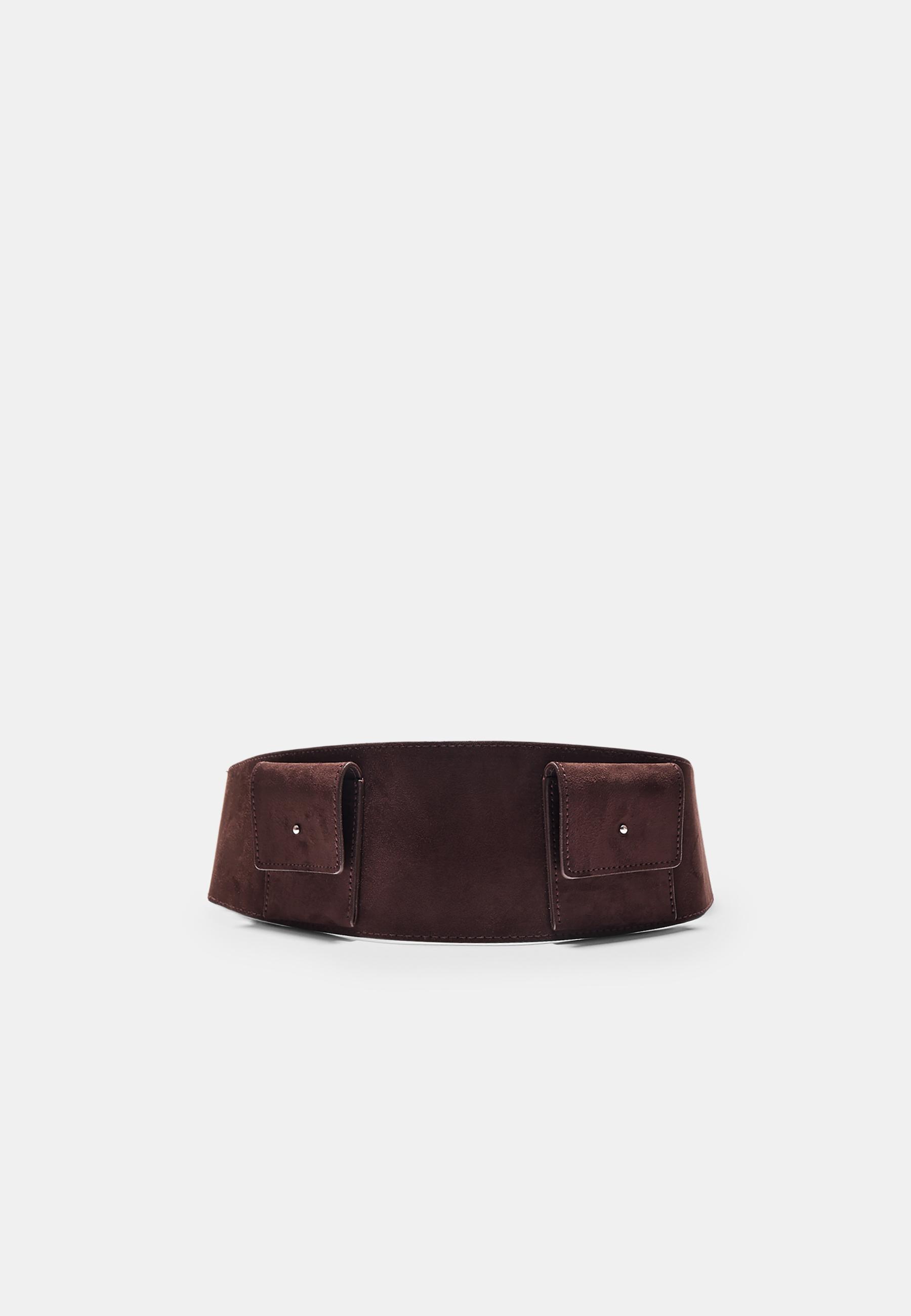 Faux suede cross body belt bag with pockets - Women's fashion