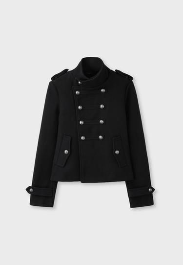 Felt button coat — Black 7