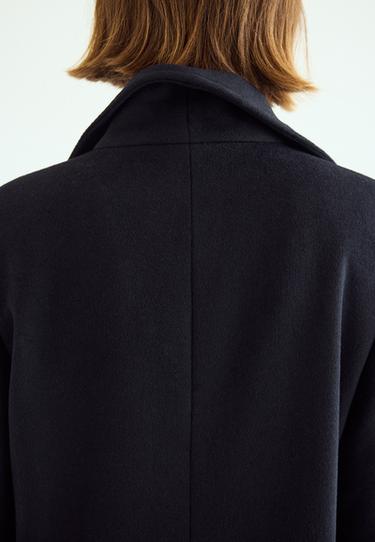 Long wool-blend coat — Navy blue 6