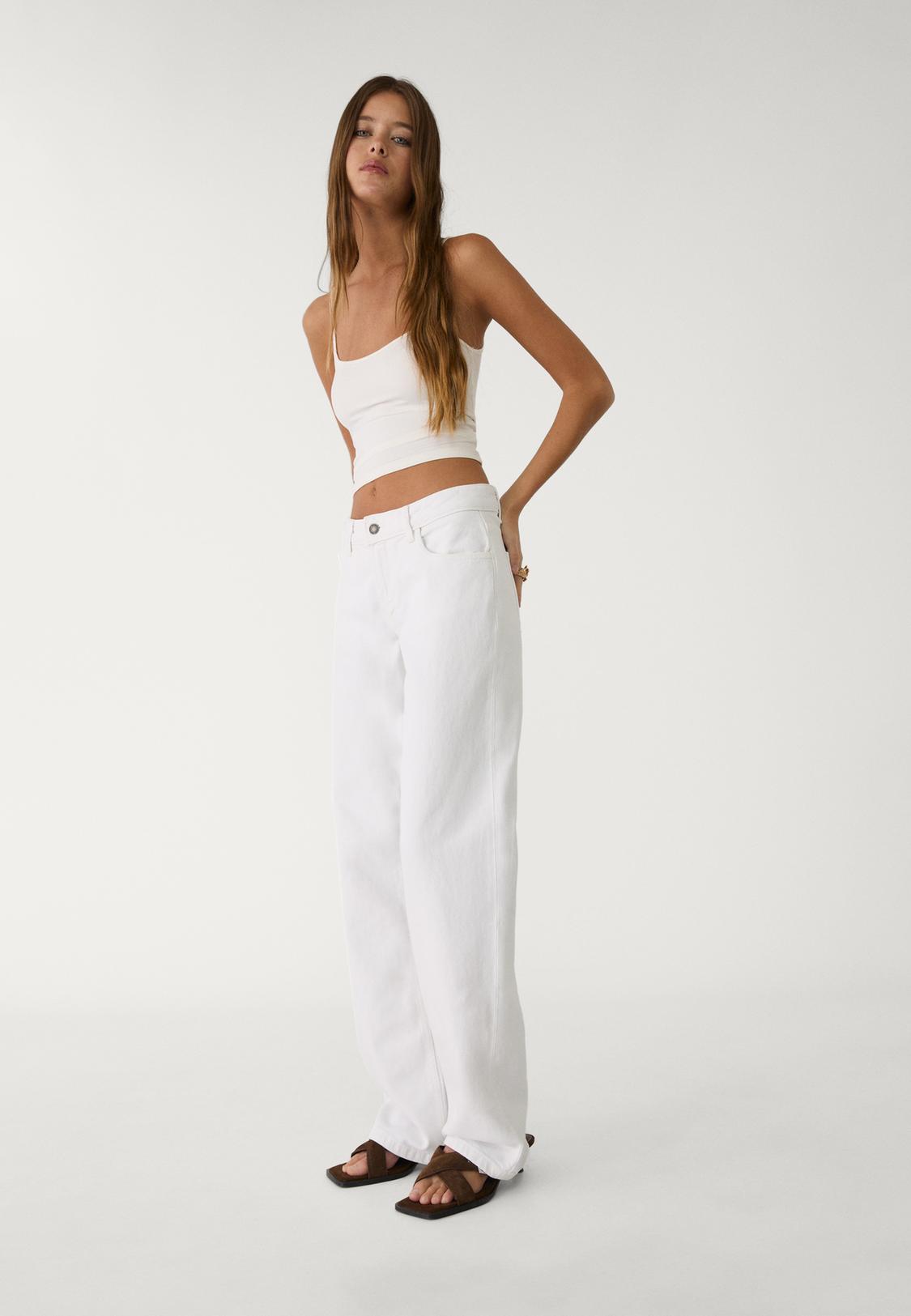 Hotel Pantalon Palazzo Blanco Stradivarius Pantalon Ancho